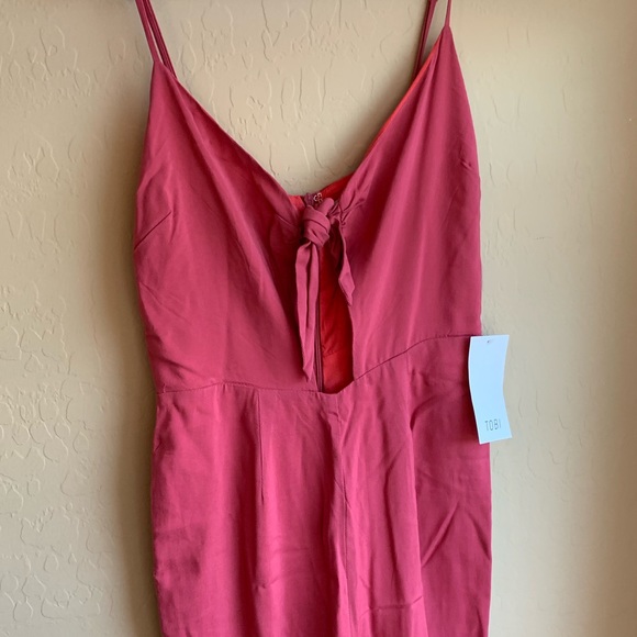 TOBI RENEGADE BERRY TIE-FRONT JUMPSUIT - Picture 5 of 6